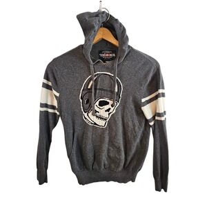 Vintage ECKO UNLTD Skull Hoodie‎ Size Small Punk Goth Grunge Skate Helmet Y2K